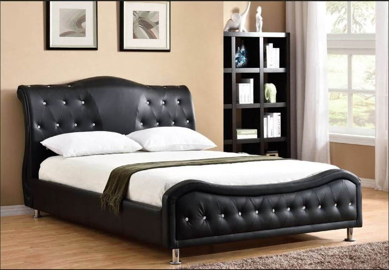 Black PU Bed With Rhinestone Jewels
