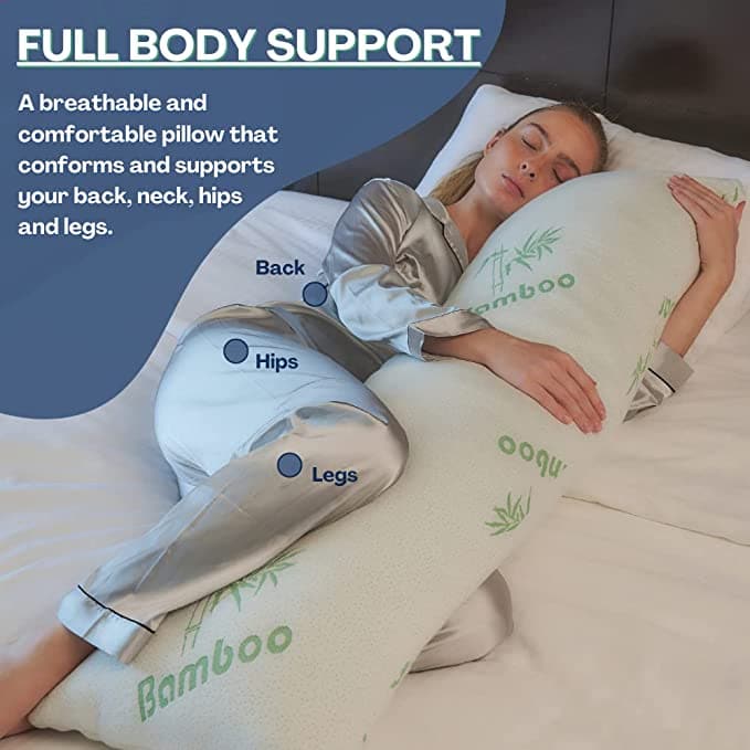 Bamboo Full Body Pillow for Adults - Cooling Long Pillow for Sleeping, Hypoallergenic Bamboo Pillow Cover - DirectBed | Mattress Stores Hamilton, Niagara Falls, St Catharines, Stoney Creek, Burlington, Oakville, Ancaster