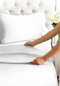 Bamboo Sheets - Cooling and Breathable Sheets Bamboo Blend Sheet Set for Hot Sleepers to Stay Cool (Twin, Double, Queen, King White) - DirectBed | Mattress Stores Hamilton, Niagara Falls, St Catharines, Stoney Creek, Burlington, Oakville, Ancaster