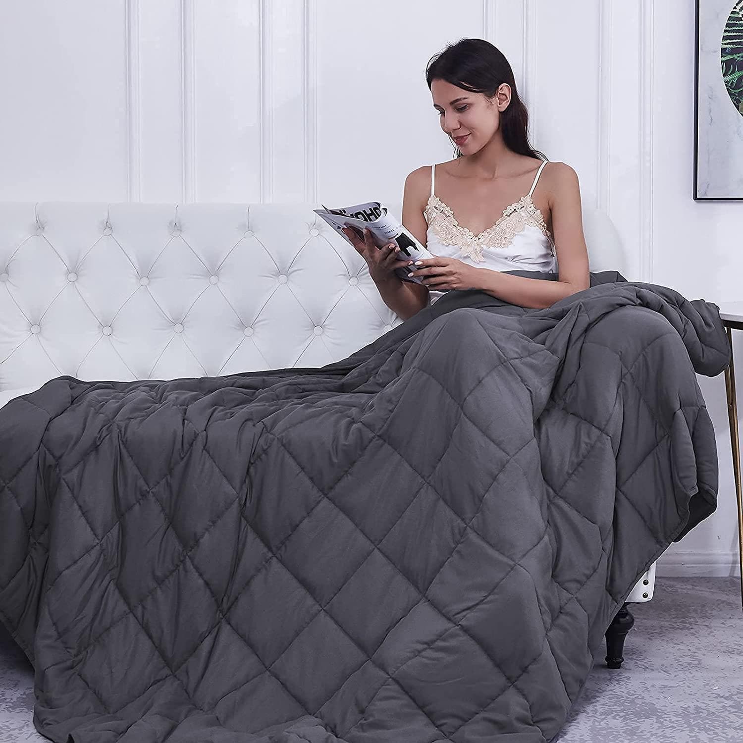 Health Comfort Weighted Blanket Grey 15lbs or 25lbs Queen or