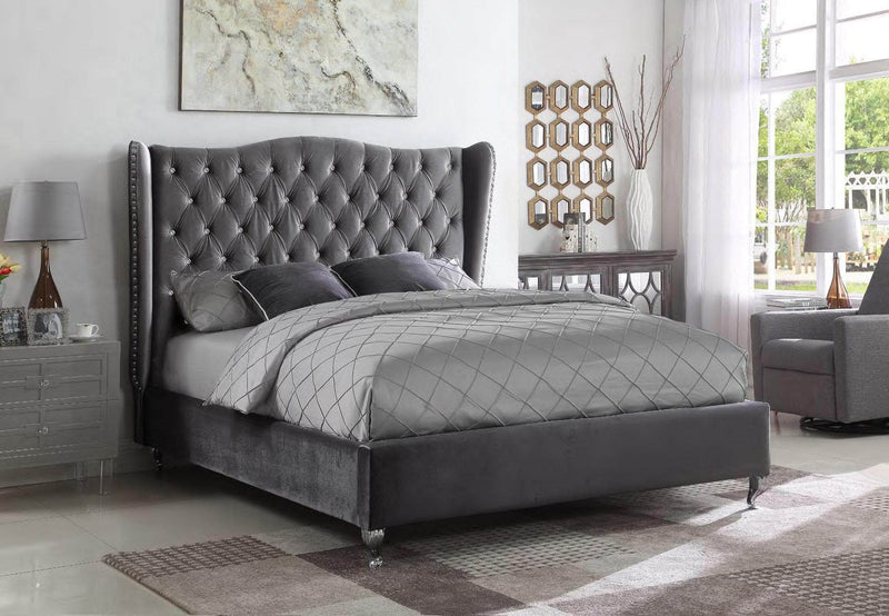 Truman Velvet Fabric Nailhead Bed