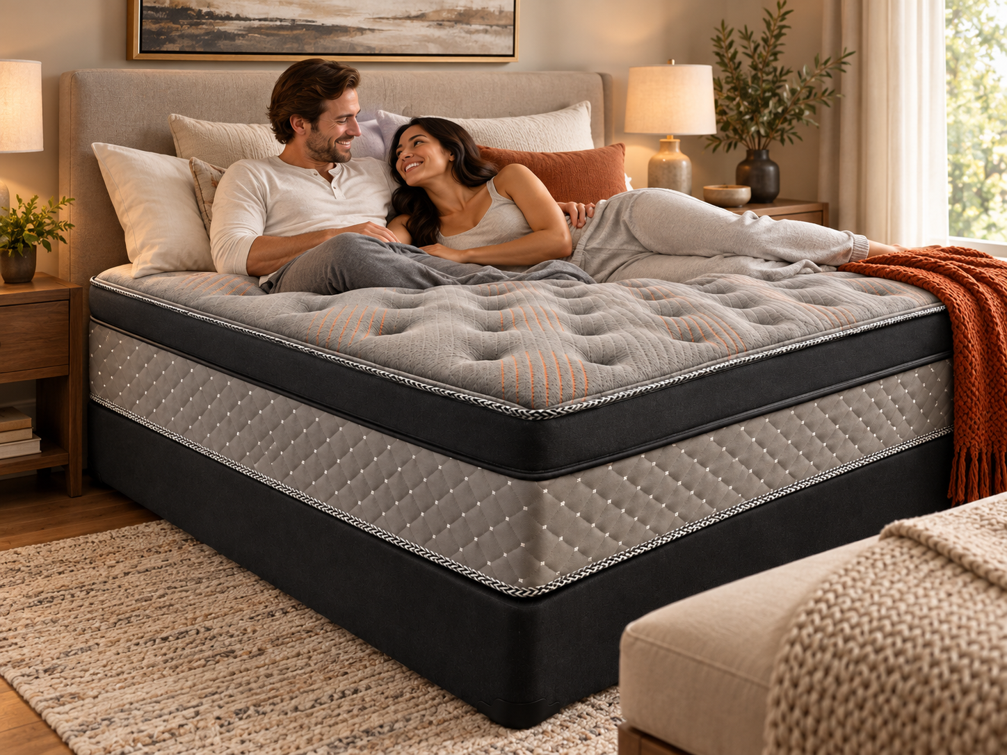 Mika by SleepKing medium-firm Euro top pocket coil mattress in bedroom