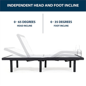 Blissful Nights Twin XL Electric Adjustable Bed Base with Wireless Remote Head and Foot Incline