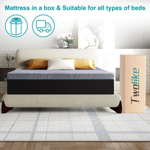 Queen Mattress，10 Inch Mattress Twolike Gel Memorys Foam Mattress in Box, Mattress for Back Pain Reliefs, Double Bed Mattress for Sleep Supportive and Pressure Alleviation