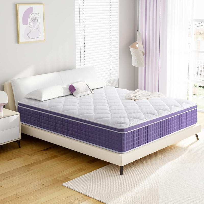 Queen Mattress, 12 Inch Spring Mattress with Pocket Coil and Memorys Foam,Innerspring Queen Size Mattress