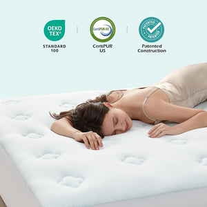 Hansleep Memory Foam Short Queen Mattress Topper, RV Short Queen Mattress Pad with Deep Pocket, Breathable Air Mattress Cover, 60x75 Inches, White