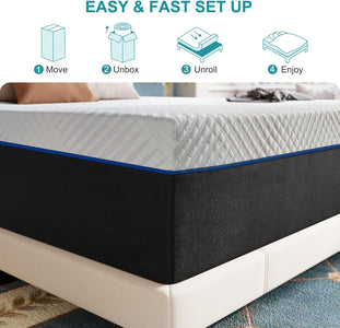 10 inch Memory Foam Queen Size Mattress Medium Firmness with Supportive and Pressure Relieving Queen Mattres