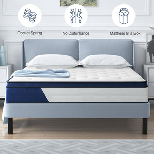 Short Queen Mattress 12 Inch Gel Memory Foam Pocket Spring Firm Mattress in Box 12" Short Queen Firm