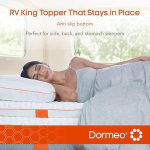 Dormeo RV Short King Mattress Topper - Relieving Octaspring Technology Mattress Topper - Cooling Mattress Topper - 3 inch Mattress Topper King - RV Short King Mattress Pad