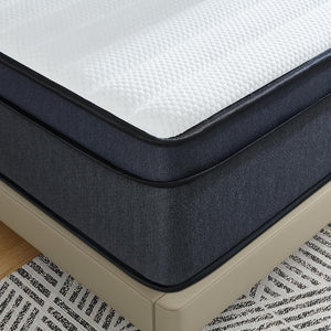 Queen Mattress, 12 Inch Firm Memory Foam Hybrid Mattress, Queen Size Medium Firm for Pressure Support, Innerspring Double Cooling-Gel Foam Mattress in a Box