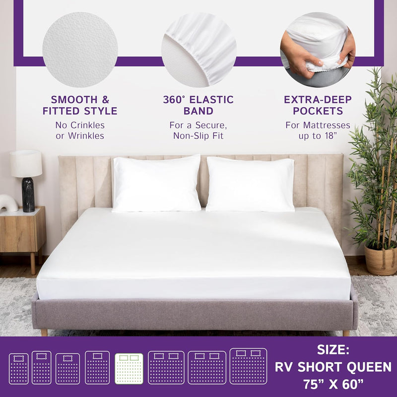 RV Short Queen Waterproof Mattress Protector (60