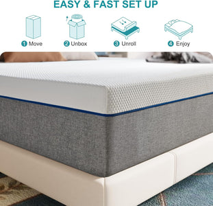 Queen Mattress,10 Inch Breathable Memorys Foam Mattress with Supportive and Pressure Relieving Queen Size Mattress in One Box