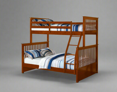 Twin over Double (Single over Full) Wood Bunk Bed Converts to Two Beds Mission Style