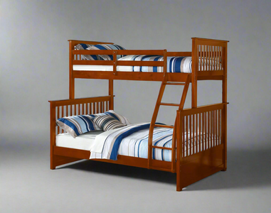 Wood Bunk Bed Twin over Double Converts to 2 Beds Honey Golden Wooden Colour