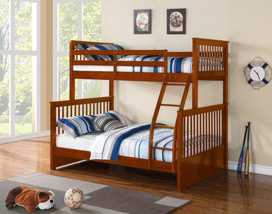 Wood Bunk Bed Twin over Double Converts to 2 Beds Honey Golden Wooden Colour