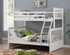 Twin over Full (Single over Double) White Wooden Misssion Style Bunk Bed Convertible