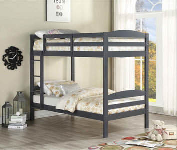 Grey Wooden Single over Single Bunk Bed Convertible into Twin Beds