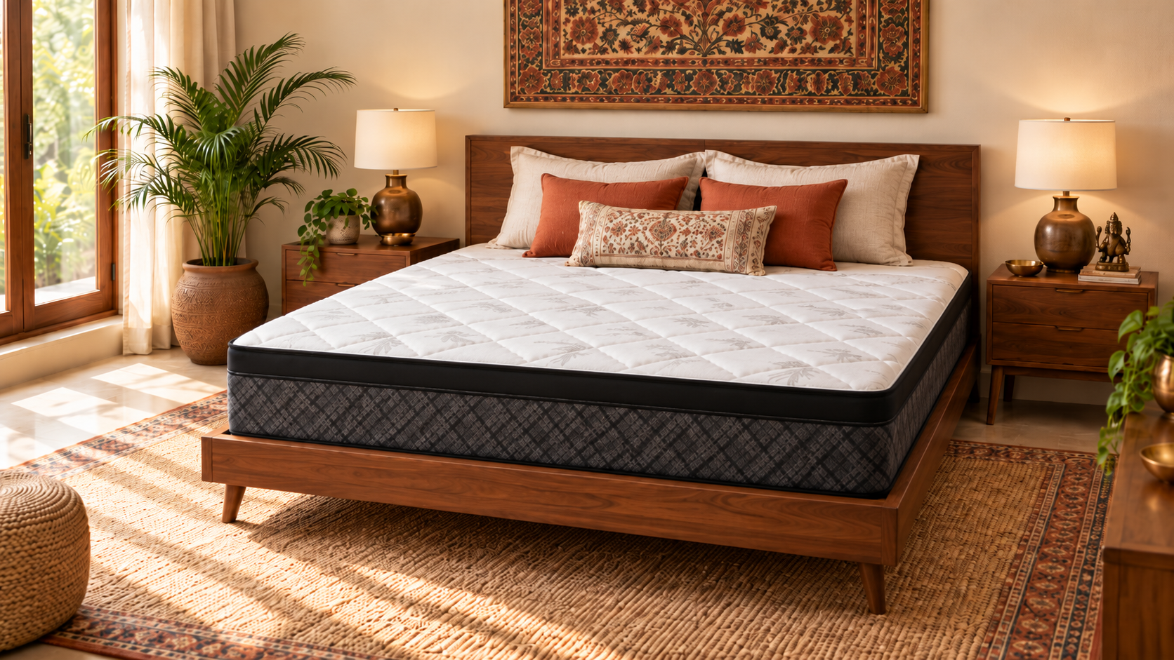 Heavenly Hard-Like-Rock RV King mattress in bedroom setting