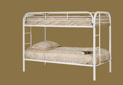 White Metal Bunk Bed Twin over Twin Steel Bunk Bed