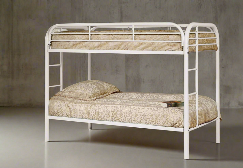 White Metal Bunk Bed Twin over Twin Steel Bunk Bed