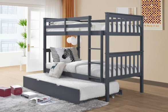 Heavy Duty Gunmetal Metal Bunk Bed Frame - Twin Over Double / Full