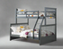 Grey Wood Twin over Double Bunk Bed Convertible with Ladder