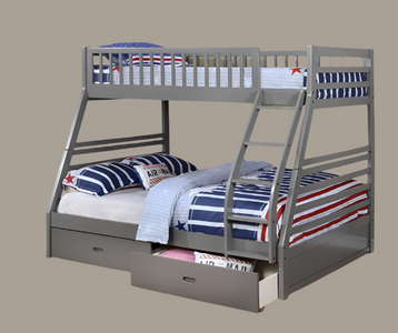 Grey Bunk Bed Twin over Double / Full includes Drawers Converts to two