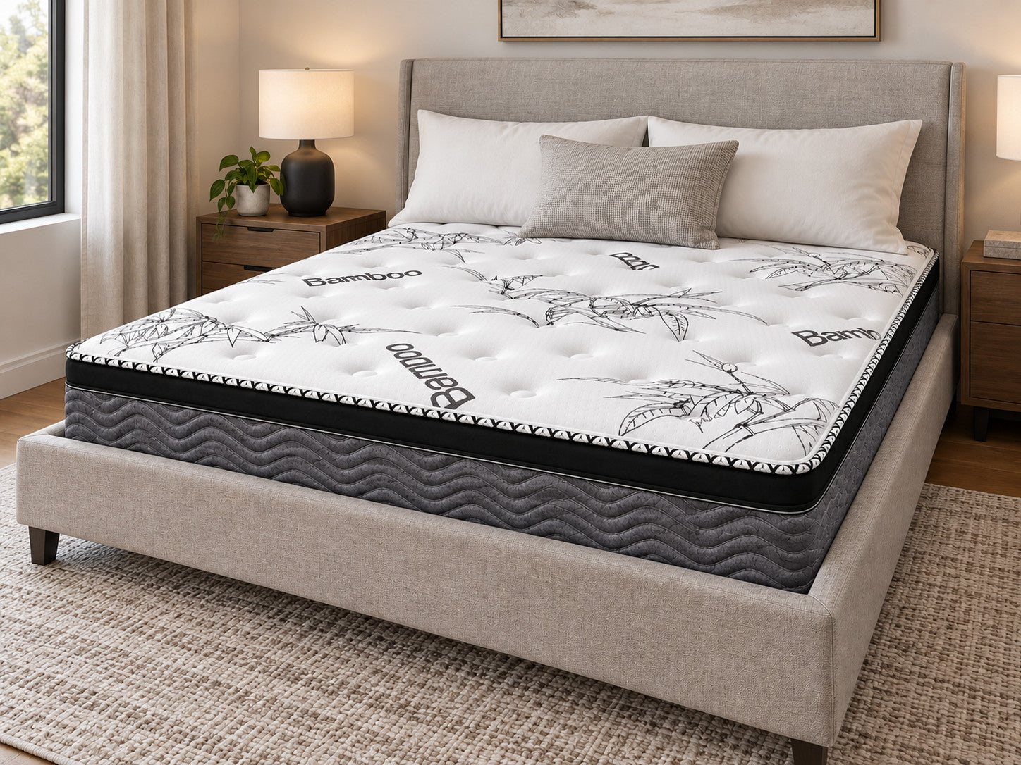 Olympic Queen Spinal Rest 11" Medium Euro top mattress in a bedroom