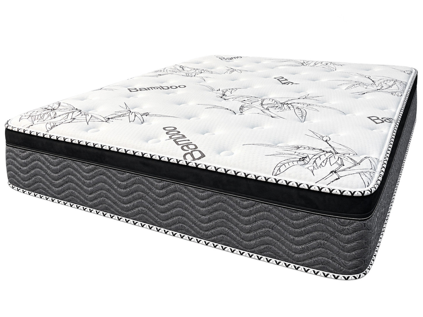 Queen Spinal Rest 11" Medium Euro top Hybrid / Pocket Coil mattress on a white background