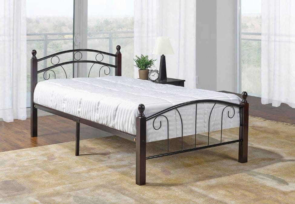 Black Dark Cherry Posts Metal Bed - DirectBed