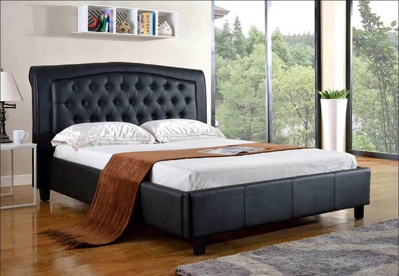 Black PU Leather Bed