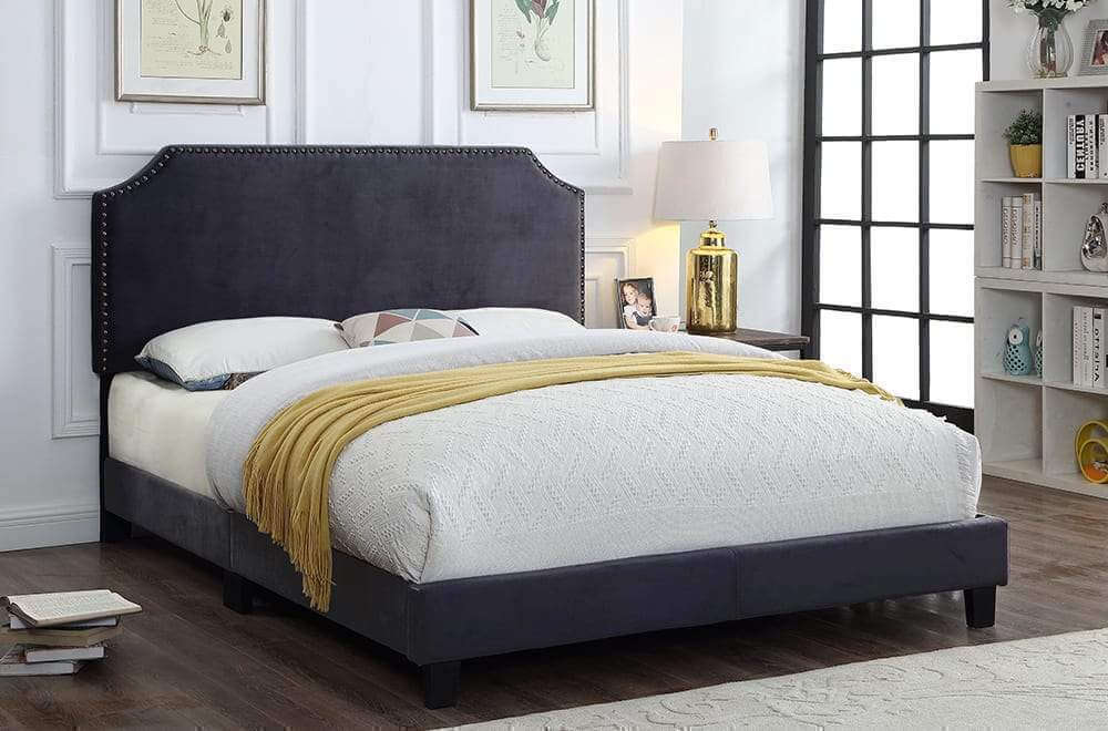 Velvet Fabric Platform Headboard and Bed - DirectBed