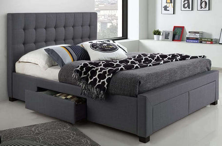 Linen-Style Fabric Platform Bed with Storage - DirectBed