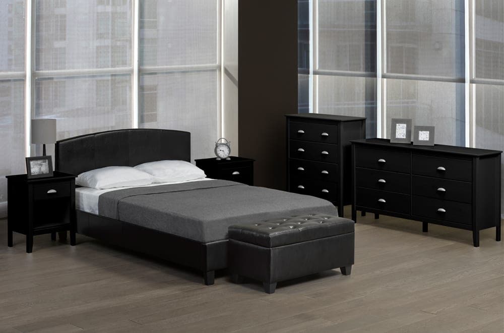Leatherette Curved Panel Platform Bed - DirectBed