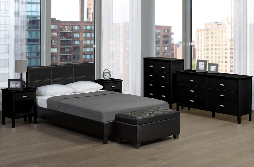 Contemporary Bonded Leather Platform Bed - DirectBed