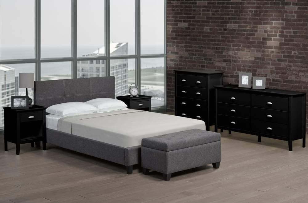 Contemporary Bonded Leather Platform Bed - DirectBed