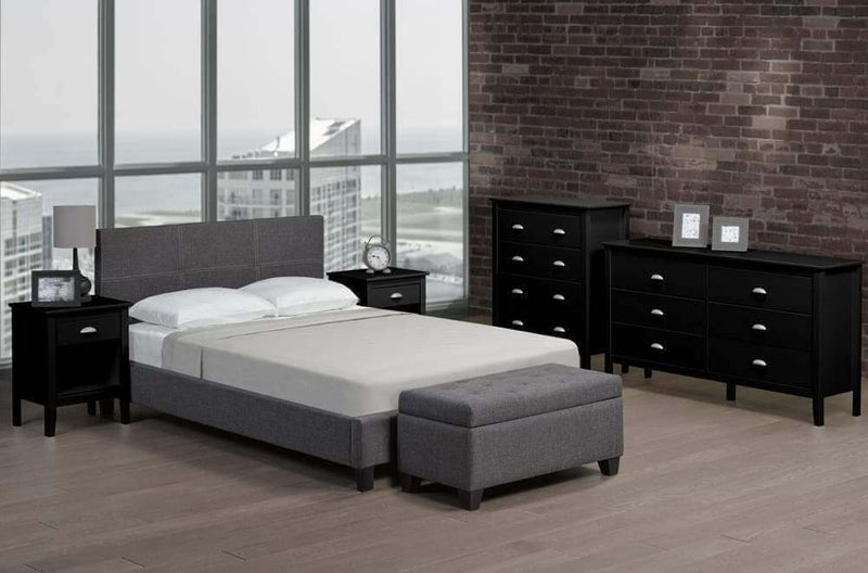 Contemporary Bonded Leather Platform Bed