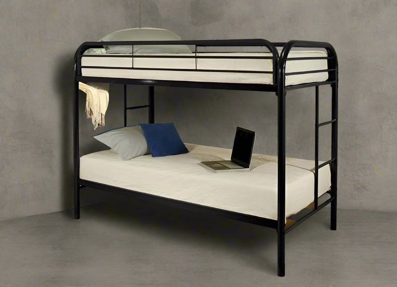 Black Metal Bunk Bed Twin over Twin Steel Bunk