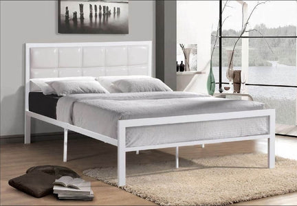 White Padded Headboard Metal Bed - DirectBed