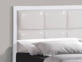 White Padded Headboard Metal Bed Double Bed - DirectBed