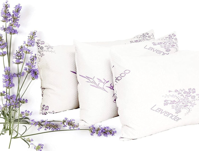 King, Queen or Standard Bamboo Pillow Lavender Infused, Cooling Pillow Soft Pillow for Restful Sleep. Back or Side Sleeper, Premium Pillow.