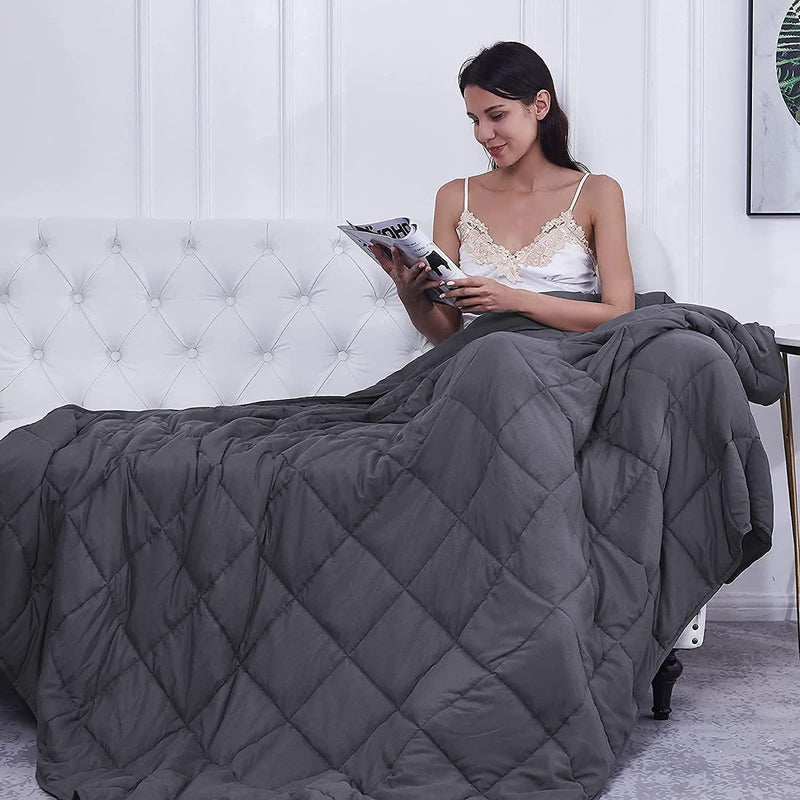 Health Comfort Weighted Blanket - Grey - 15lbs or 25lbs Queen or 3/4 Size