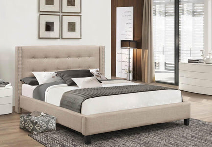 Beige New Fabric Bed King Bed - DirectBed