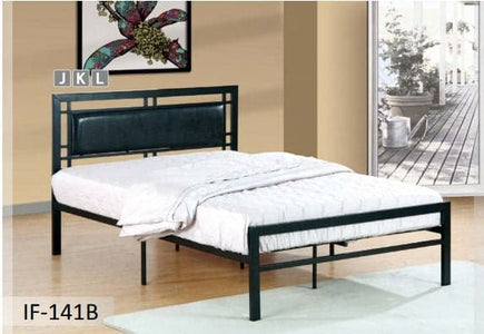Black Metal Bed With A Padded Headboard - DirectBed