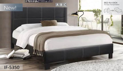Black PU Bed with Contrast Queen Bed - DirectBed