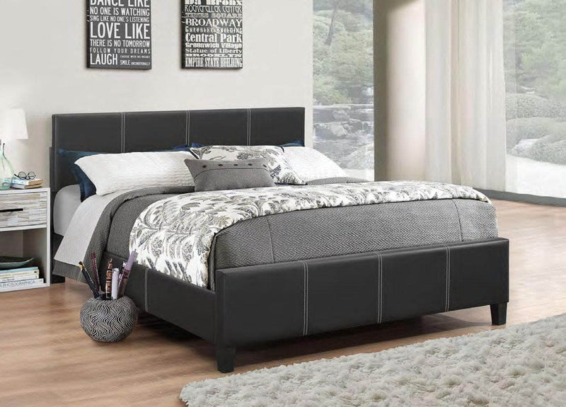 Black Pu Bed With Mattress Support