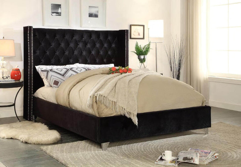 Black Velvet Fabric Bed