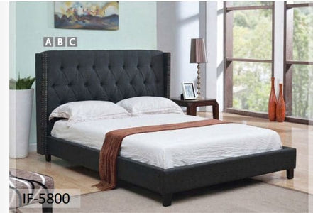 Charcoal Fabric Nailhead Bed - DirectBed