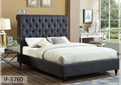 Charcoal Fabric Bed with Nailhead - DirectBed