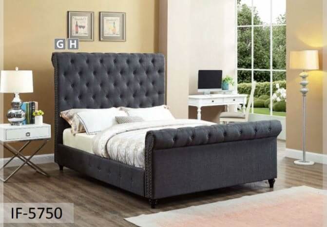 Charcoal Fabric Sleigh Bed - DirectBed